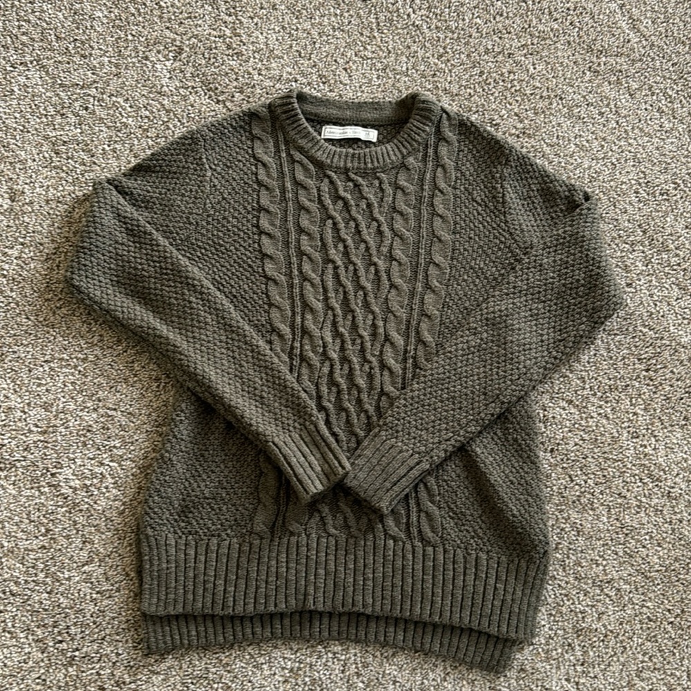 Abercrombie & Fitch Green Cable-knit Sweater